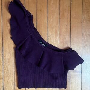 Express Purple One-Shoulder Top